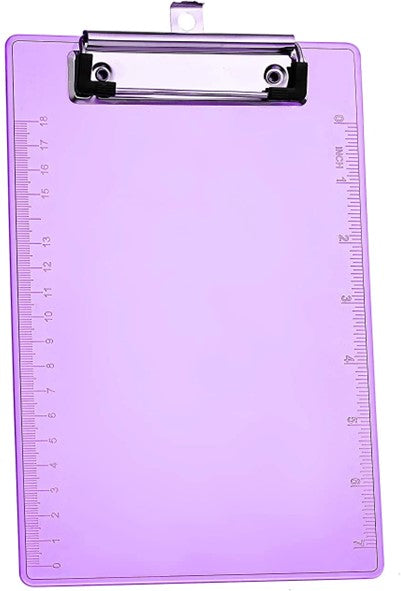 Memo Size Plastic Clipboard W/ Low Profile- Purple