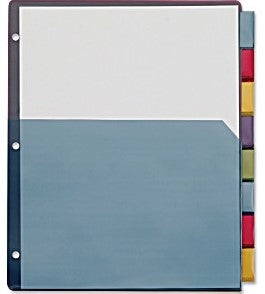 Single Pocket Poly Divider- 8 Tab- Multicolor