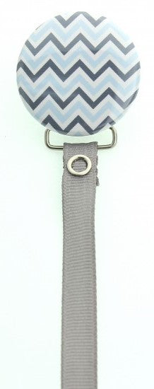 Blue And Grey Chevron Pacifier Clip