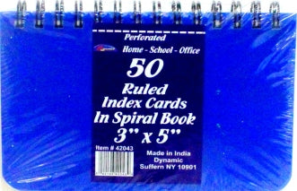 3X5 Ruled Index Card- Poly Cover Spiral- 50 Ct.