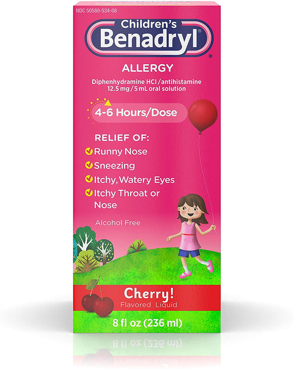Benadryl Children Allergy- Cherry Flavor- 8 Oz.