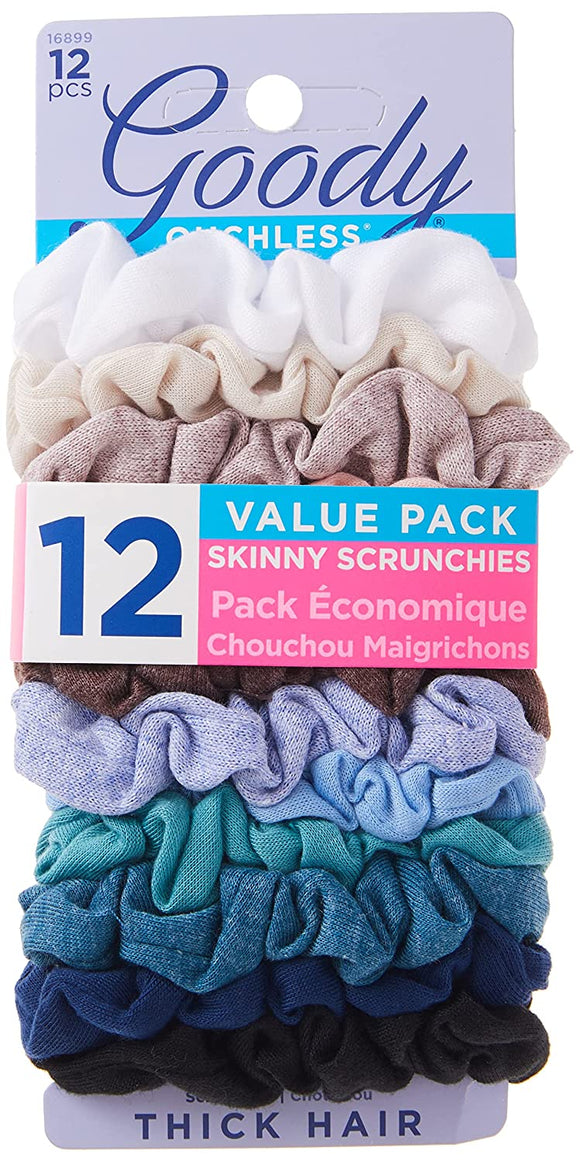 Skinny Scrunchies For Thick Hair- 12 Ct.
