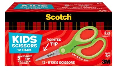 5'' Green- Pointed- Kids Scissors 12/BX