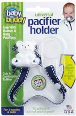 Bear Pacifier Holder- Navy W. White Stitch