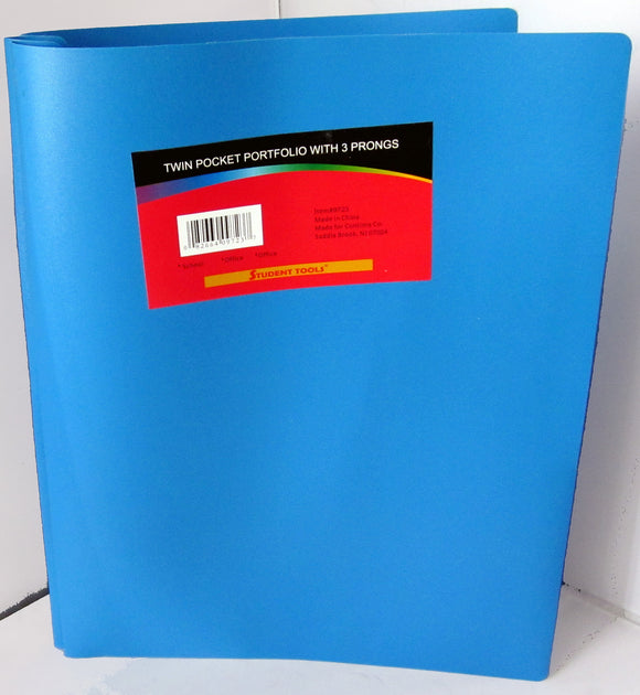 3 Prong 2 Pocket Folder- Blue