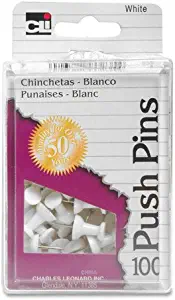 Push Pins White- 100 Reusable Box