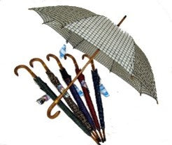 46'' Umbrella- Wooden Shaft Handle- Ass. Plaids