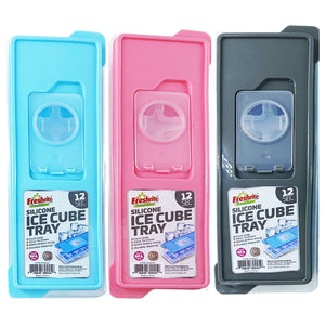 Silicone Square Ice Cube Tray- W. LId- 12 Molds