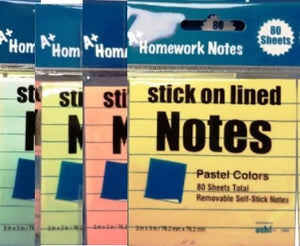Pastel Ruled Sticky Notes- 3X3- 80 Sheets