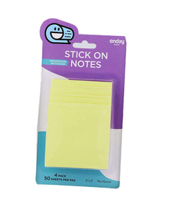 4 PK. UNRULED YELLOW STICKY NOTES