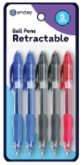 Ballpoint Ret. Grip Pen- 5 Pk. 2 Blk- 2 Blue- 1 Red