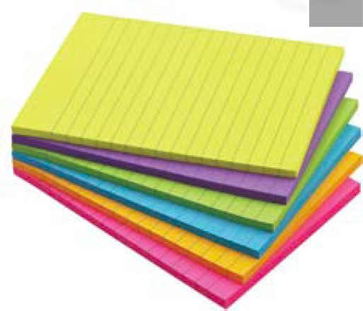 Colored Sticky Notes- LIned- 4X6 50 Ct.