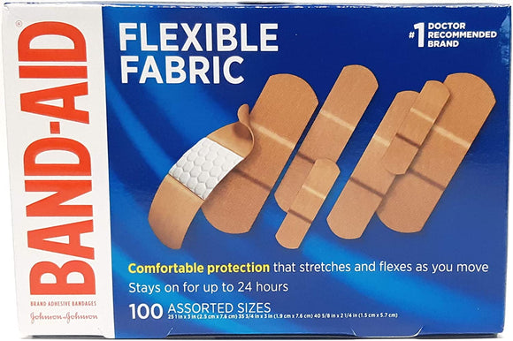BAND-AID Flexible Fabric Bandages Ass. Sizes 100 Ct.