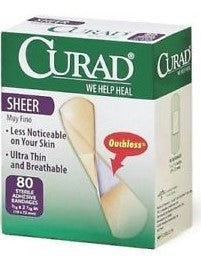 Curad Sheer Band Aids 3/4'' X 3'' 80 Ct.