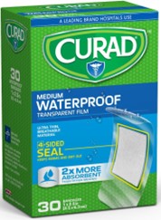 Curad WaterProof Clear. Bandages- 1'' X 2.5''- 30 Ct.