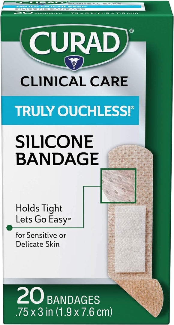 Curad Truly Ouchless Silicone Bandage- 3/4'' X 3'' 20 Ct.