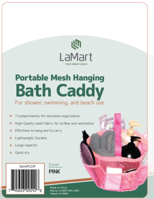 Hanging Mesh Bath Caddy- Pink
