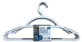 Soft Touch Swivel Suit Hanger- 5 Pk. White/Grey