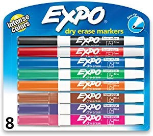 Expo Markers Fine Pt. Low Odor- 8 Pk.