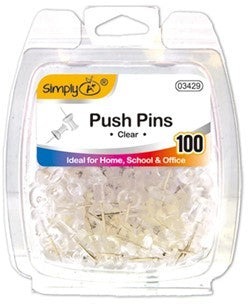Push Pins Clear- 100 Ct.