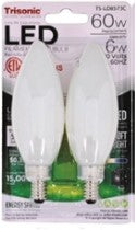7W (60W) LED Frosted Bulb- Chandl. Base
