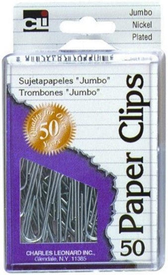 Paper Clips - Jumbo - Silver - 50/Bx - Reusable Box