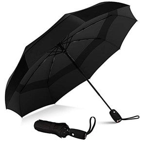 Black Auto Open/Close 45'' Double Canopy- Folds To 12''