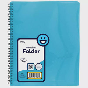 8 Pocket Poly Folder With View- Blue