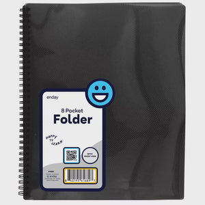 8 Pocket Poly Folder With View- Black
