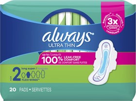 Always- 20 Count- Long- Ultra Thin- Size 2