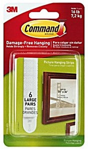 Command? Large Picture Hanging Strips- 6 Pairs