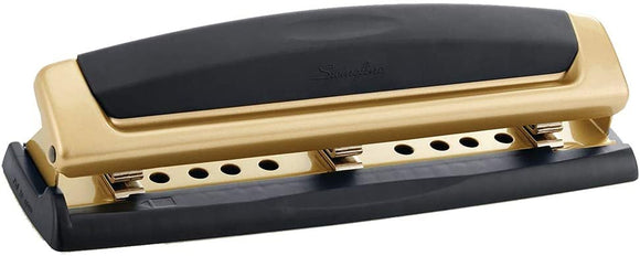 Precision Pro- Adjustable- 3 Hold Punch- Boxed- Black/Gold