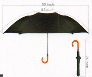 50'' Jumbo Umbrella- 2 Fold- Curve Handle- Black