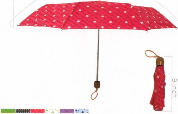 42'' Folded Umbrella- Polka Dots- Ass. Colors