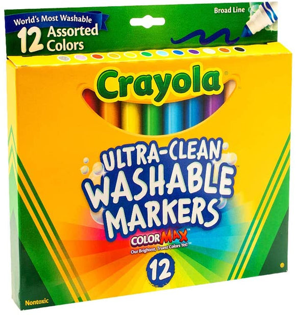 12 Ct. Ass. Washable Markers- Broad Tip