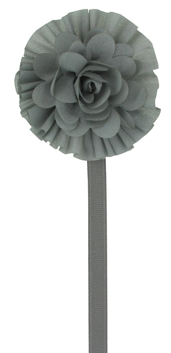 Grey Satin Flower Pacifier Clip
