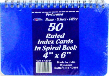 4X6 Ruled Index Card- Poly Cover Spiral- 50 Ct.