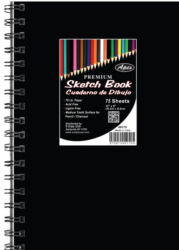12'' X 9'' Poly Sketch Book- 75 Sheets