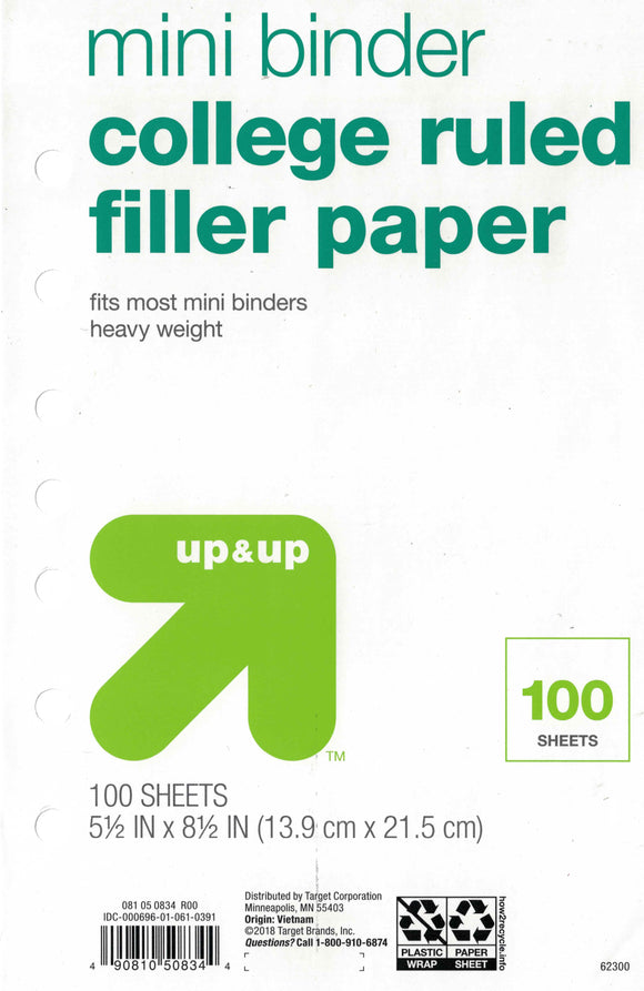 8.5 X 5.5 Filler Paper- 100 Ct. Collaget Ruled