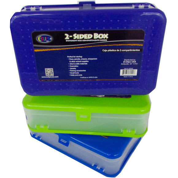 2 Sided Pencil Box- W. Different Size Compartments