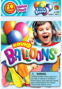 5'' Round Balloons- 20 Pk.