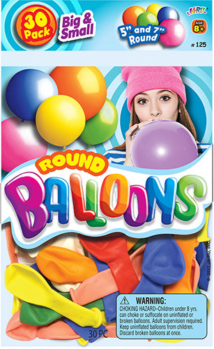 5'' & 7'' Round Balloons- 30 Pk.
