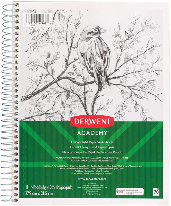Derwent Academy Sketchbook- Wirebound- 70 Sht. 11''X8.5''