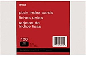 5X8 PLAIN INDEX CARDS- 100CT