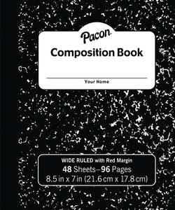 8.5'' X 7'' Soft Black Marble Comp. Book- 48 Sheets