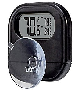 Indoor/Outdoor Thermometer- Suction- Black