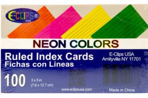 3 X 5 Neon Ruled Index Cards 100 Ct