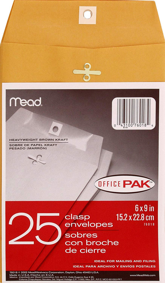 Mead 6X9 Clasp Envelopes- 25ct